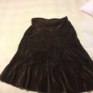 Allen Allen XL 32” Boho Velvet Skirt in Chocolate